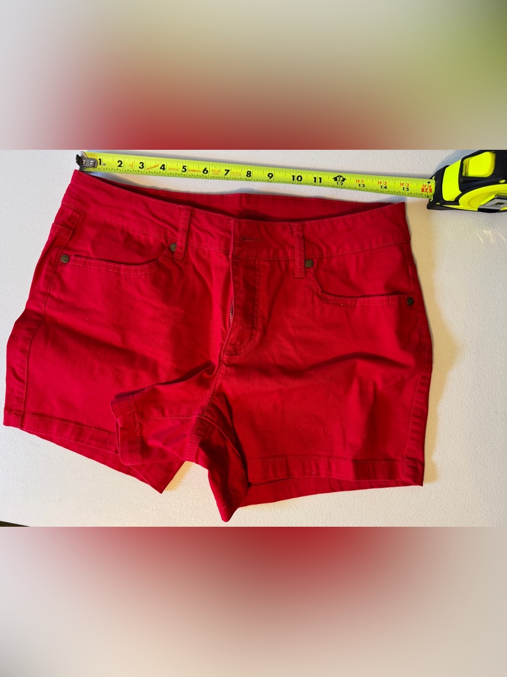 Faded Glory- Women’s Red Denim Jean Shorts - Classic Cut